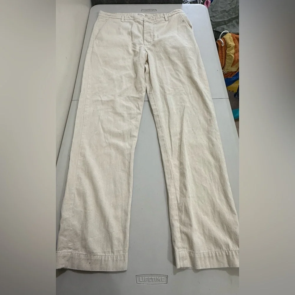 unbleached / undyed Men's Casual Cotton Chino Pants in Off-White